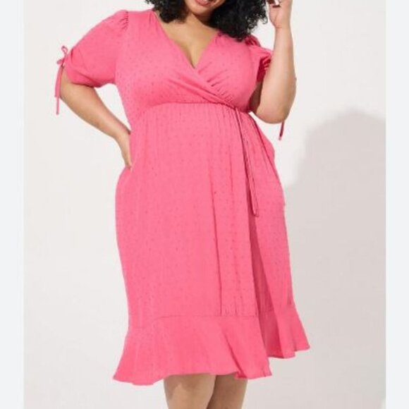 Torrid Swiss Linen Surplice Midi Dress - Picture 10 of 12